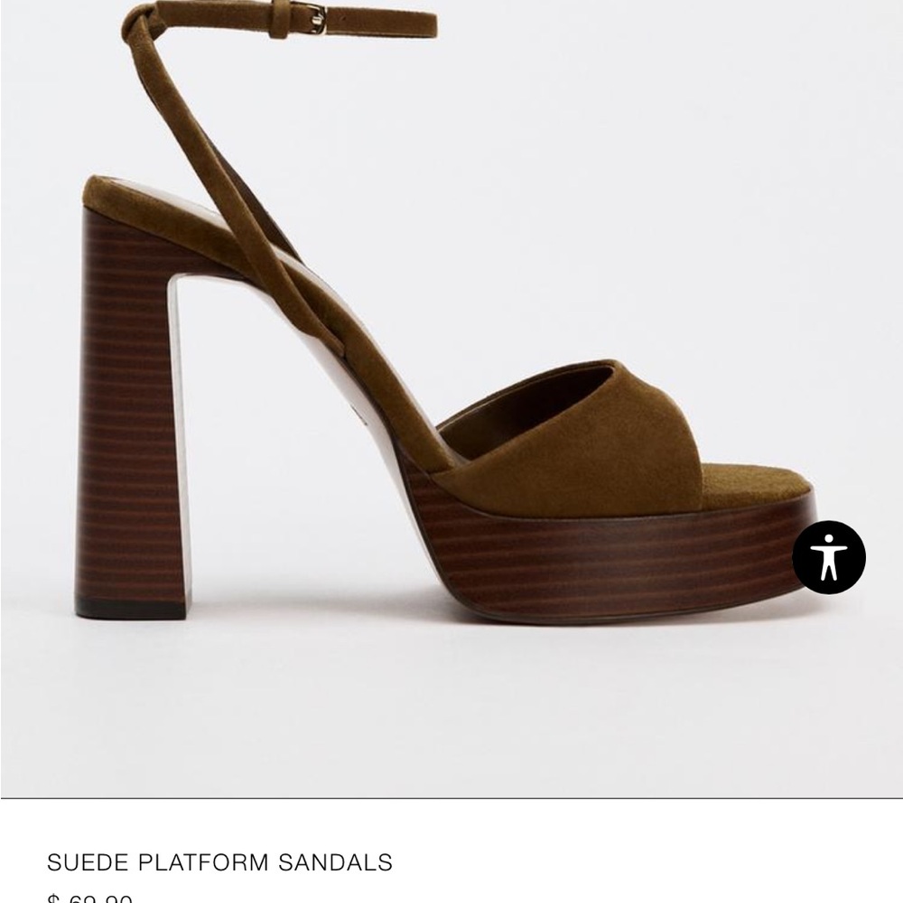 Zara Suede Platform Sandals, USA 9